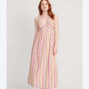 Old Navy 100% Cotton Colourful Striped Halter Maxi Summer Dress Size M